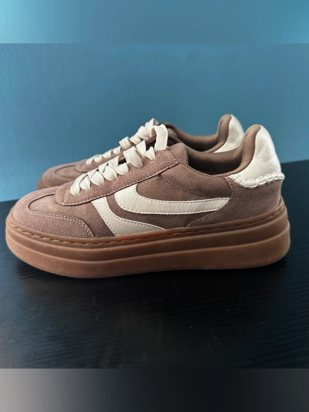 Women’s Platform Sneakers in Brown and Cream